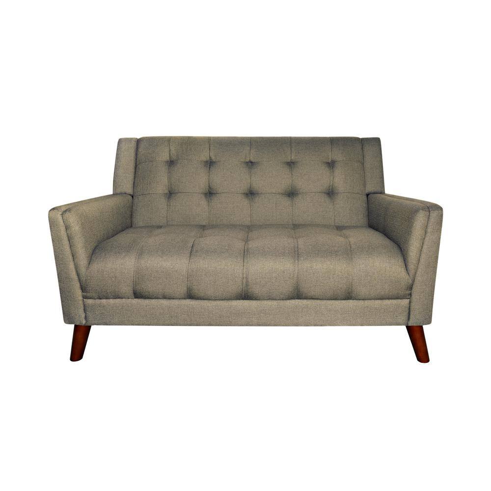 Noble House Candace 54 in. Mocha Tufted Polyester 2Seater Loveseat