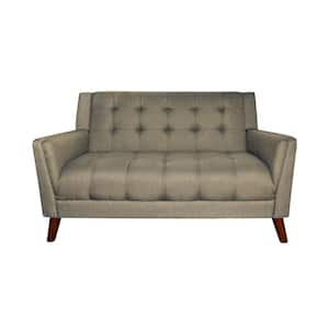 Candace 54 in. Mocha Tufted Polyester 2-Seater Loveseat with Tapered Wood Legs