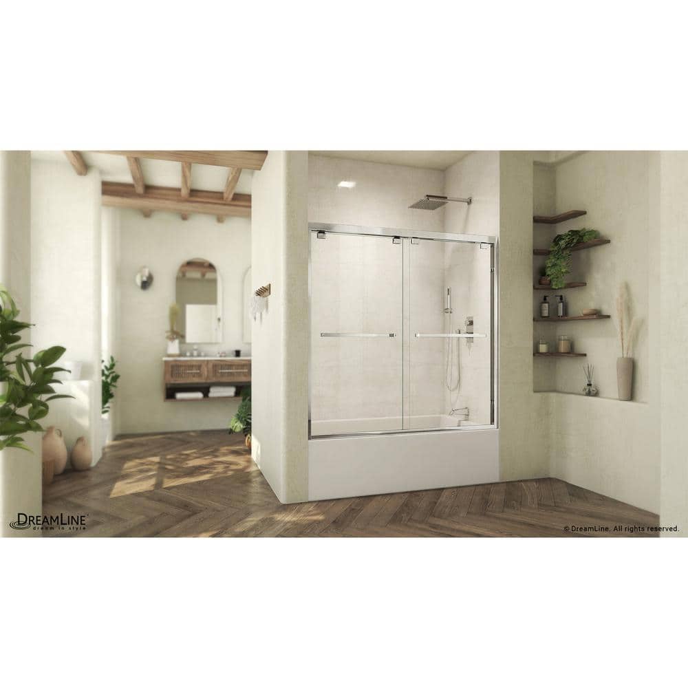 Abbey 27.5" Chrome Semi-Frameless Sliding Tub Door with Clear Glass