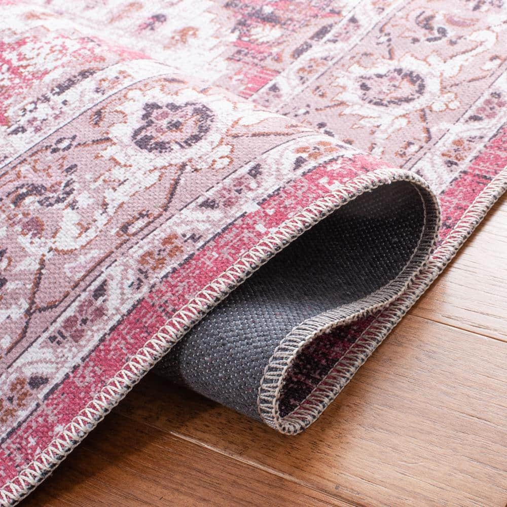 Ivory and Rust Hand-Knotted Washable Square Rug