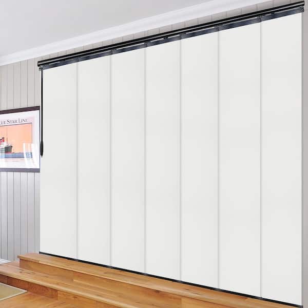 EMOH Griege 110 in. - 153 in. W x 116 in. L Adjustable 7- Panel Black Single Rail Panel Track with 23.5 in. Slates