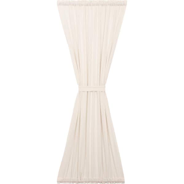 VHC BRANDS Burlap Antique White 40 in. W x 72 in. L Cotton Light Filtering Rod Pocket Farmhouse French Door Window Curtain Panel