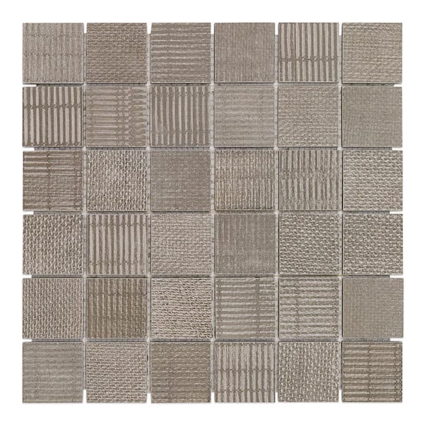 Lungo Teak 11.81 in. x 11.81 in. Matte porcelain Floor and Wall Mosaic Tile (0.97 sq. ft. per Sheet)