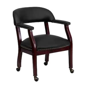 Faux Leather Cushioned Side Chair in Black