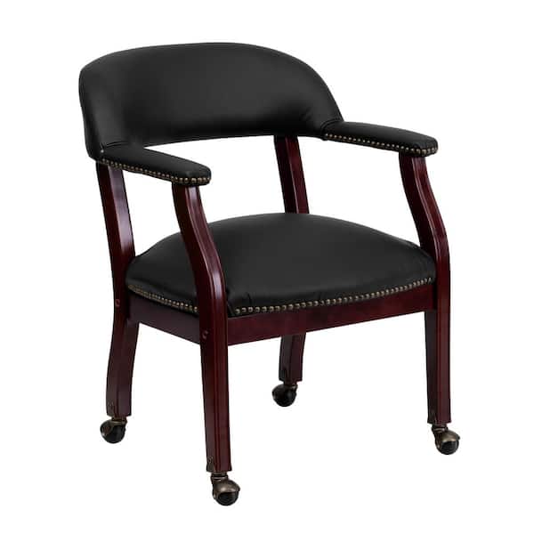 Flash Furniture Faux Leather Cushioned Side Chair in Black