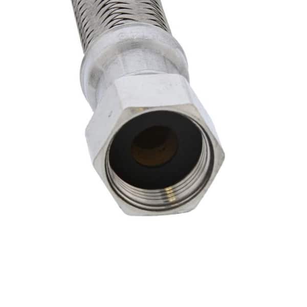 JONES STEPHENS 3/8 in. Flare x 3/8 in. Compression x 12 in. Length Flexible Braided Stainless Steel Texas Style Faucet Connector