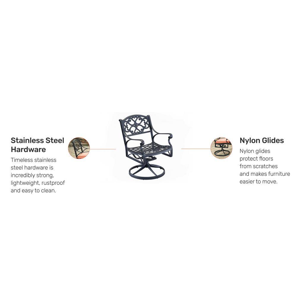 Sanibel 360-Degree Swivel Rocking Chair in Black Cast Aluminum