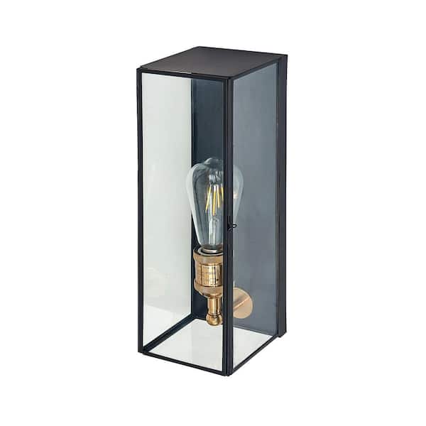 Unbranded 14.25 in. Black Outdoor Hardwired Wall Lantern Sconce with No Bulb Included