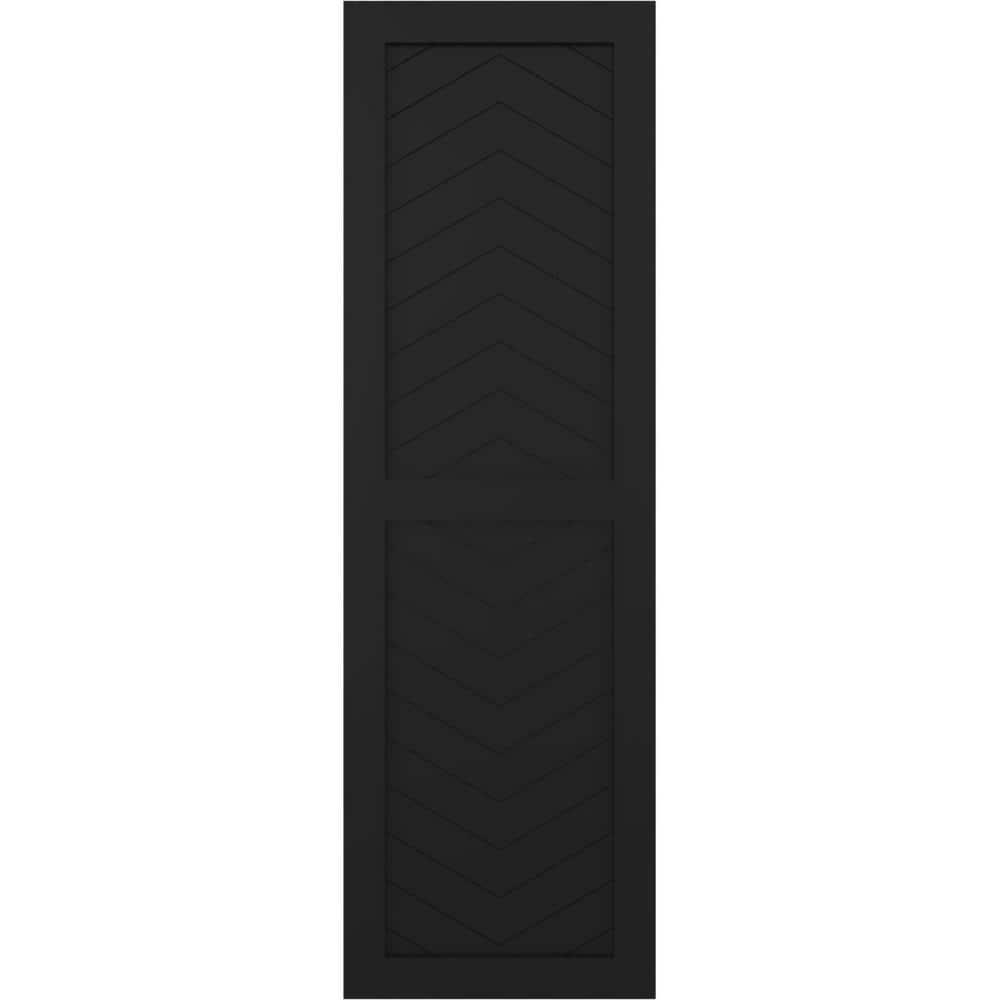 18 in. x 40 in. PVC True Fit Two Panel Chevron Modern Style Fixed Mount Flat Panel Shutters Pair in Black price history on PriceWatchPro