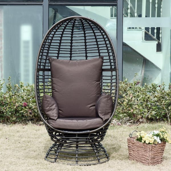 Outsunny Brown Swivel Steel Outdoor, Outdoor Lounge Chairs Uk