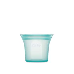 9 oz. Teal Reusable Silicone Short Cup Zippered Storage Container