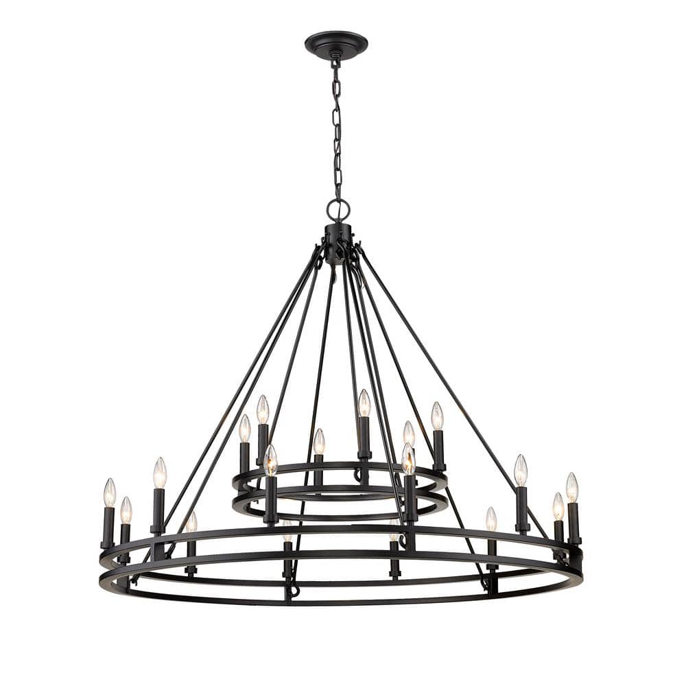 Dennison 18-Light Matte Black Chandelier with No Shade