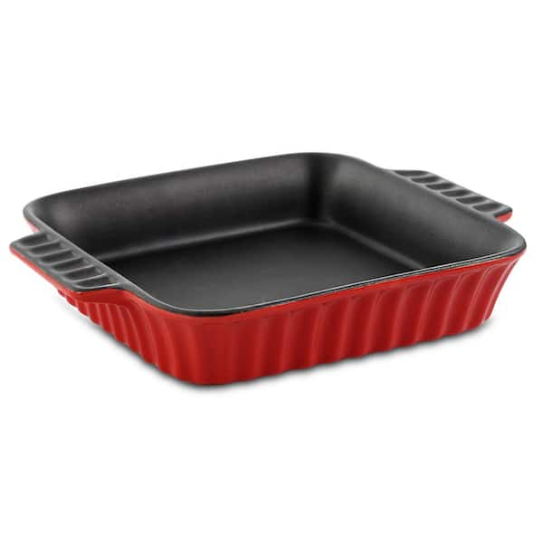Crock-Pot Denhoff Ribbed 8 in. Square Stoneware Nonstick Casserole Dish in  Red 986100817M - The Home Depot