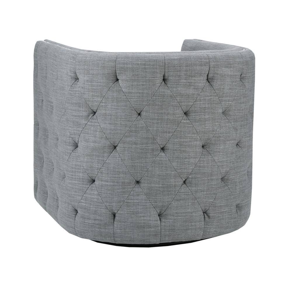 Slate Barrel Swivel Accent Chair with Wood Frame