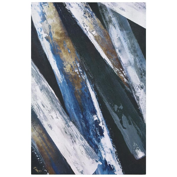Empire Art Direct Silver Cascade Abstract Artwork Rendered on Silver Shagreen Wrapped canvas Wall Art, Sized 60 in. x 40 in.