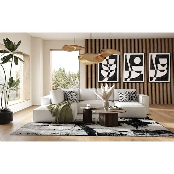 Modrest Lusk Modern Mid Century 33 in. Black Round Wood Coffee Table