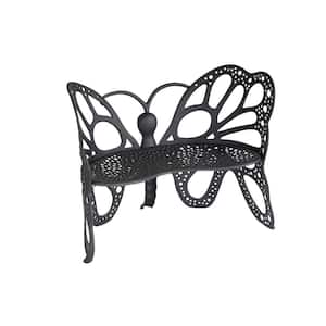 Butterfly 2-Person Black All-Weather Metal Outdoor Bench
