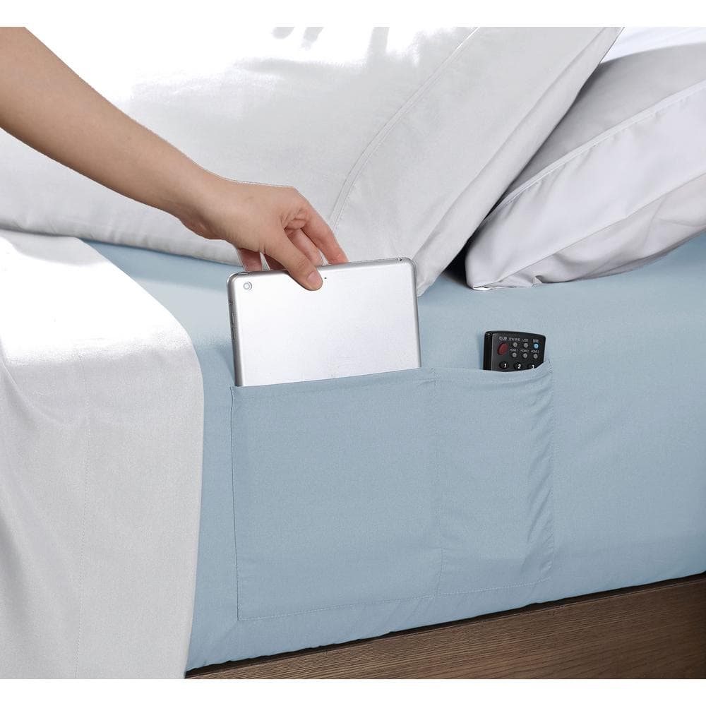 Twin XL Size Microfiber Fitted Sheet with 8 in. Double Storage Pockets, Blue Fog price history on PriceWatchPro