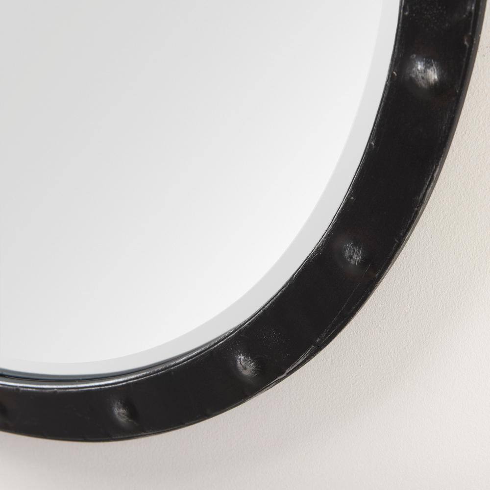 Pendula 27" Black Metal Round Frame Mirror