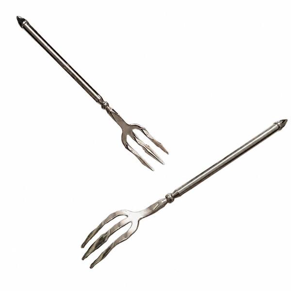 Stainless Steel Steak Dinner Fork with Long Round Handle, 8.6 in, 2-Piece Set Silver Fork,Meat Cooking