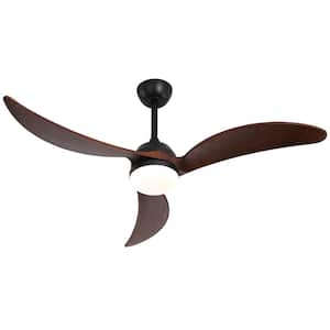 52 in. Indoor Black Modern Reversible DC Motor Ceiling Fan with LED Light and Remote Included