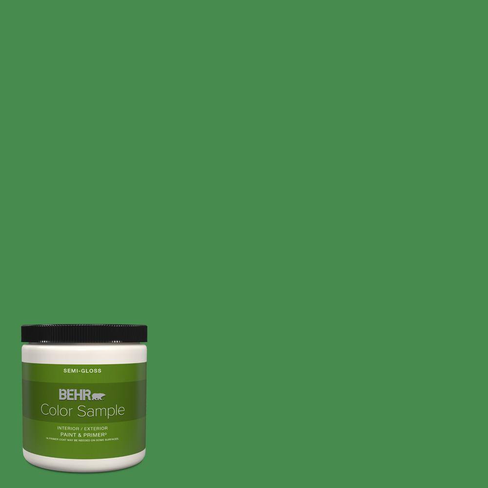 Behr Premium Plus 8 Oz Mq4 48 Planet Green Semi Gloss Interior Exterior Paint And Primer Color