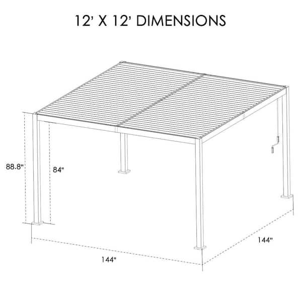KOZYARD Elizabeth 12 ft. x 12 ft. White Aluminum Outdoor Louvered