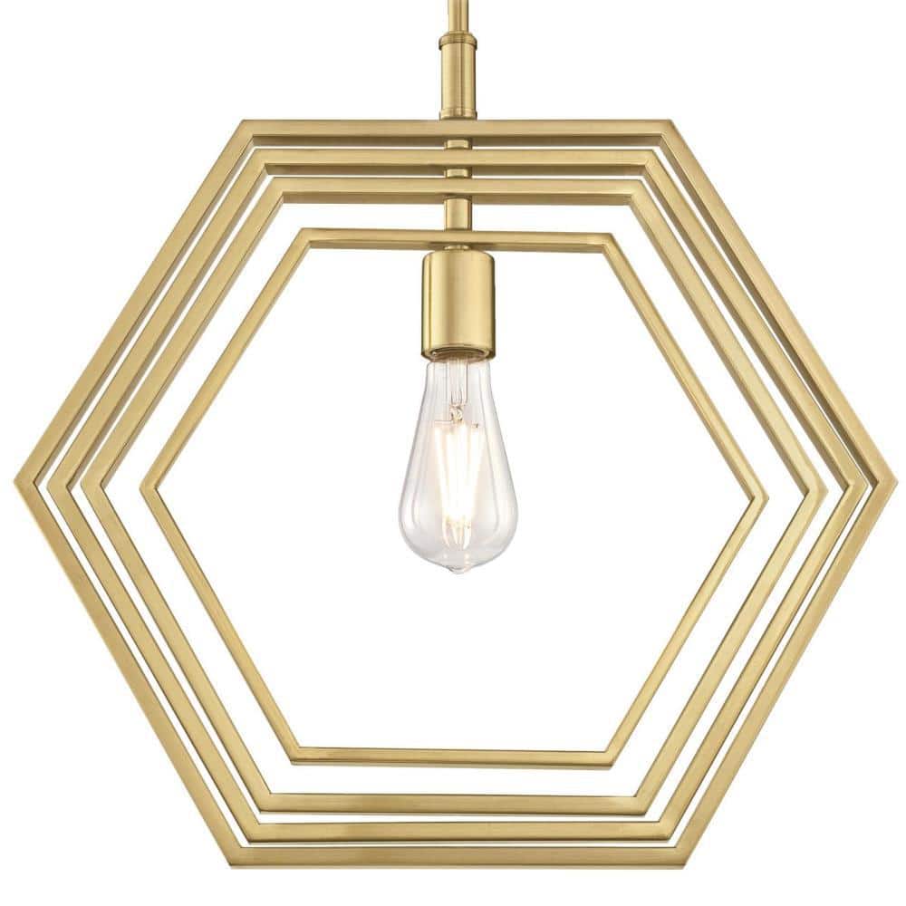 Champagne Brass Geometric Hexagon Pendant Light