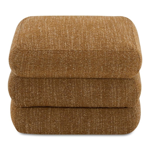 Lucien Amber Glow 21.65 in. Ottoman with Kiln-Dried Solid Wood Frame