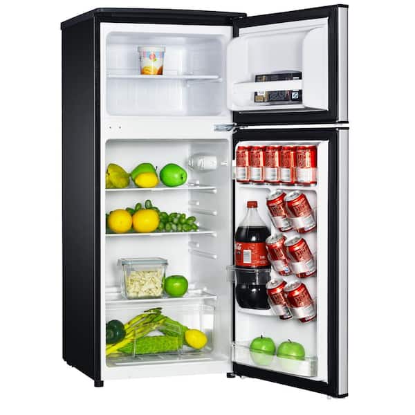 4.5 Cu Ft Mini Fridge Freezer 2 Door Stainless Steal Small Compact  Refrigerator