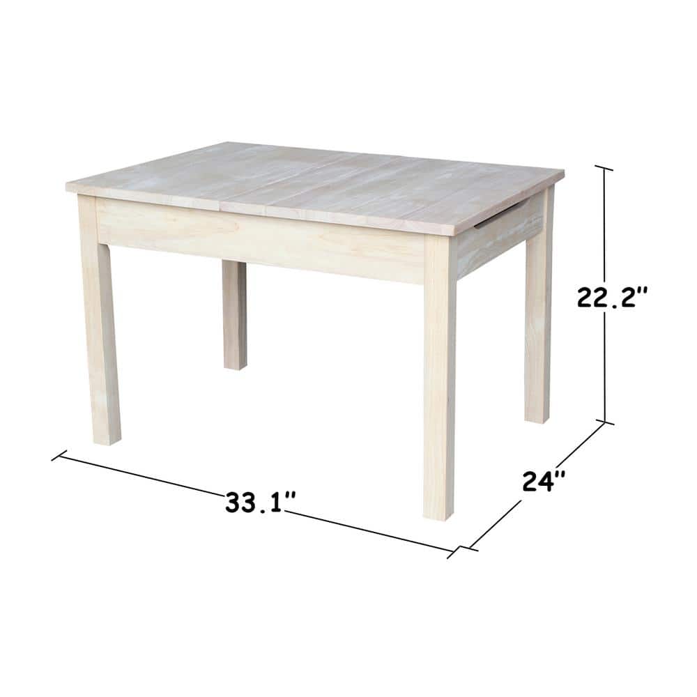 Eco-Friendly Mission Style Unfinished Wood Kids' Craft Table with Storage