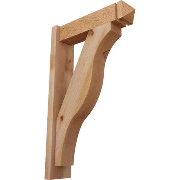 Ekena Millwork 6 in. x 32 in. x 20 in. Western Red Cedar Fuston Arts and Crafts Smooth Outlooker