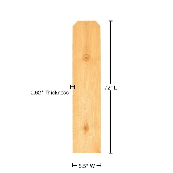 5/8-in x 5-1/2-in x 5-ft Redwood Dog Ear Fence Picket