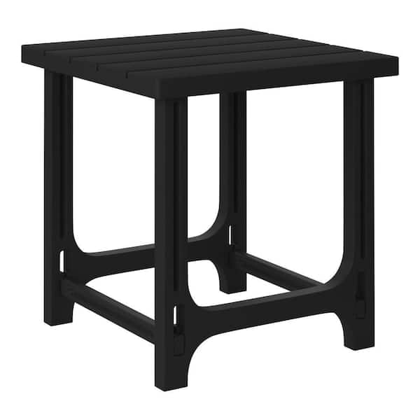 Coastline 18 in. Wide Black Poly Plastic Fade Resistant Outdoor Patio Square Adirondack Side Table