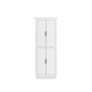 Allie 24 in. W x 16 in. D x 65 in. H Floor Cabinet in White with Gold Trim