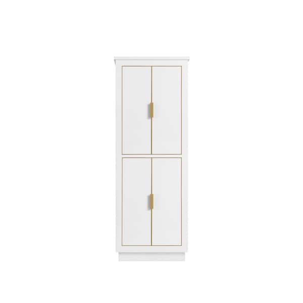 Avanity Allie 24 in. W x 16 in. D x 65 in. H Floor Cabinet in White with Gold Trim
