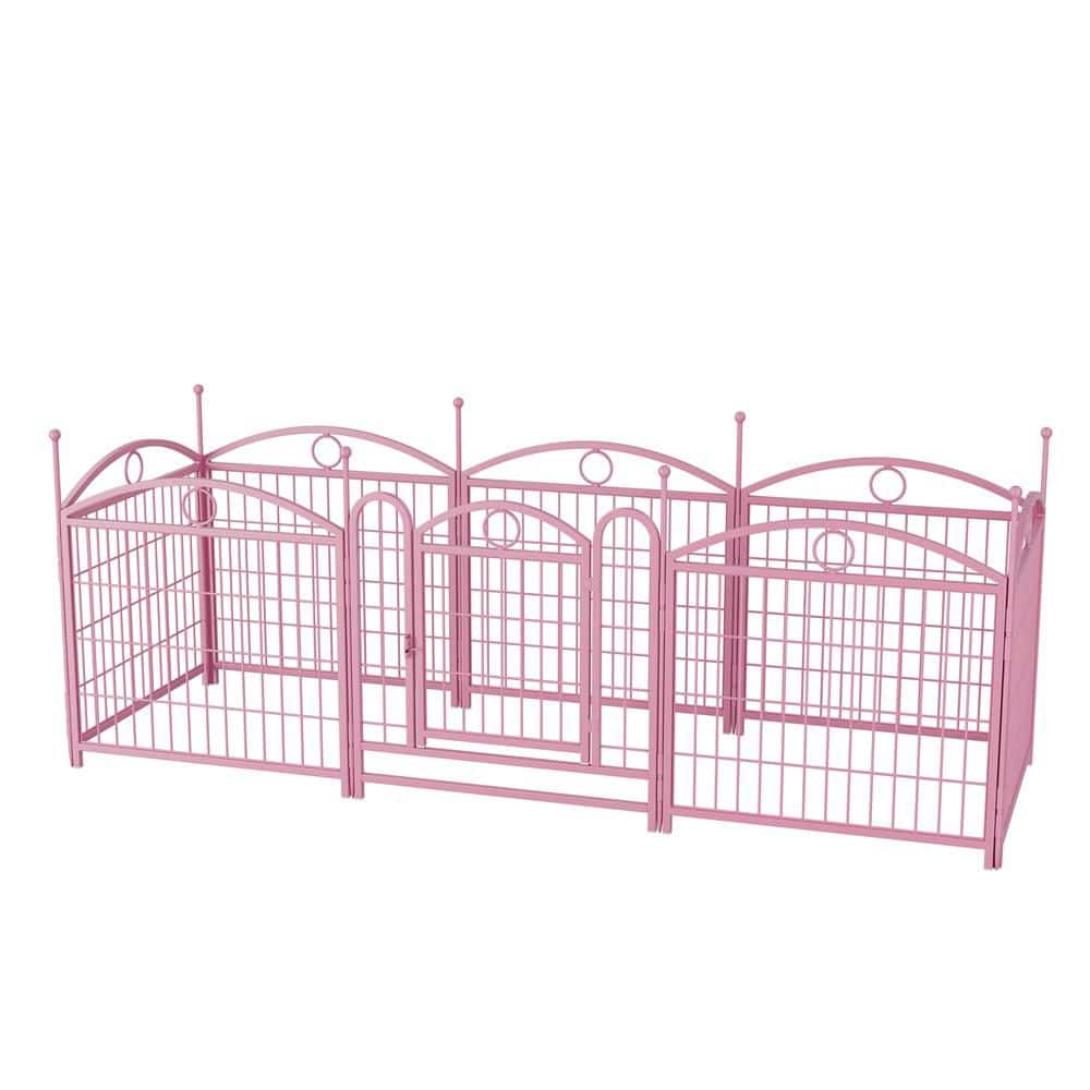 Dog Playpen, 24 in. H 8-Panels Fence Indoor Outdoor Heavy-Duty Metal Foldab