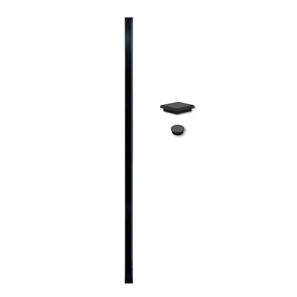 Black Metal 96" Privacy Fence Post System with Welded Base Plates