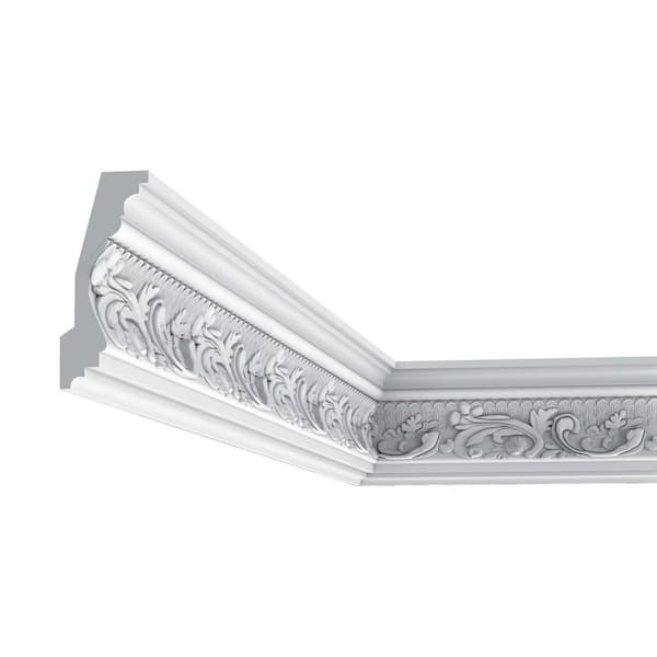 ORAC DECOR 4-5/8 in. x 1-7/8 in. x 78-3/4 in. Leaves and floral Primed White Polyurethane Crown Moulding (10-Pack)