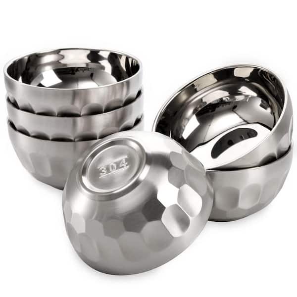 6-Pack 15 fl. oz. Stainless Steel Snack and Soup Bowls, Non-slip Double-walled Insulated Set, Stainless Steel Bowls