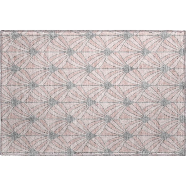 Mayfield Premium Machine Washable Abstract AMF2426 Pink 3 ft. x 4 ft. Area Rug