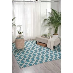 Sun N' Shade Poolside 9 ft. x 9 ft. Geometric Floral Indoor/Outdoor Square Area Rug