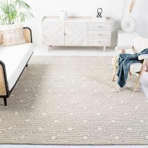 Micro-Loop Light Grey/Ivory 8 ft. x 10 ft. Striped Area Rug