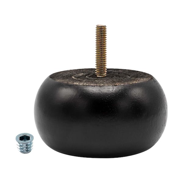 American Pro Decor 1-7/8 in. x 3-5/8 in. Stained Espresso Solid Hardwood Round Bun Foot