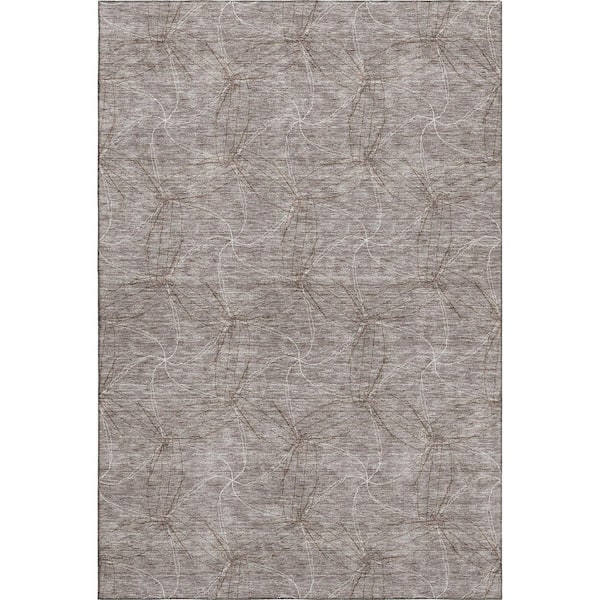 Mayfield Premium Machine Washable Abstract AMF968 Taupe 10 ft. x 14 ft. Area Rug