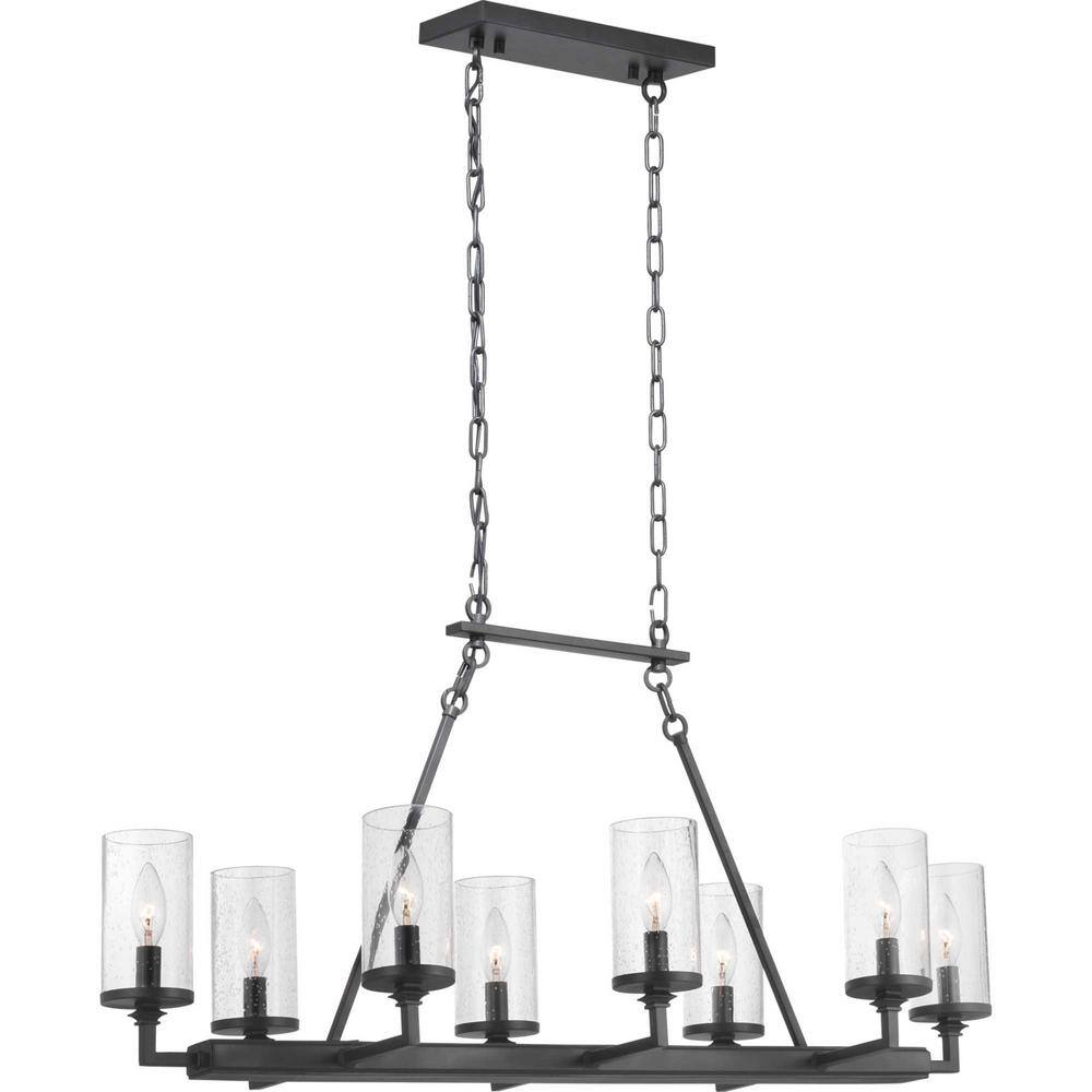 Gresham Graphite 8-Light Taper Candle Chandelier with Seeded Glass Shades