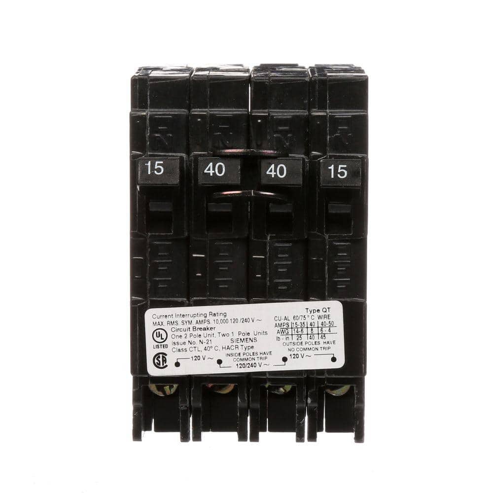 40 Amp Double-Pole and (2) 15 Amp Single-Pole Type QT Triplex Circuit Breaker price history on PriceWatchPro