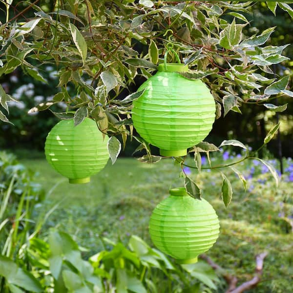 8' Light Green Battery Operated LED Paper Lanterns