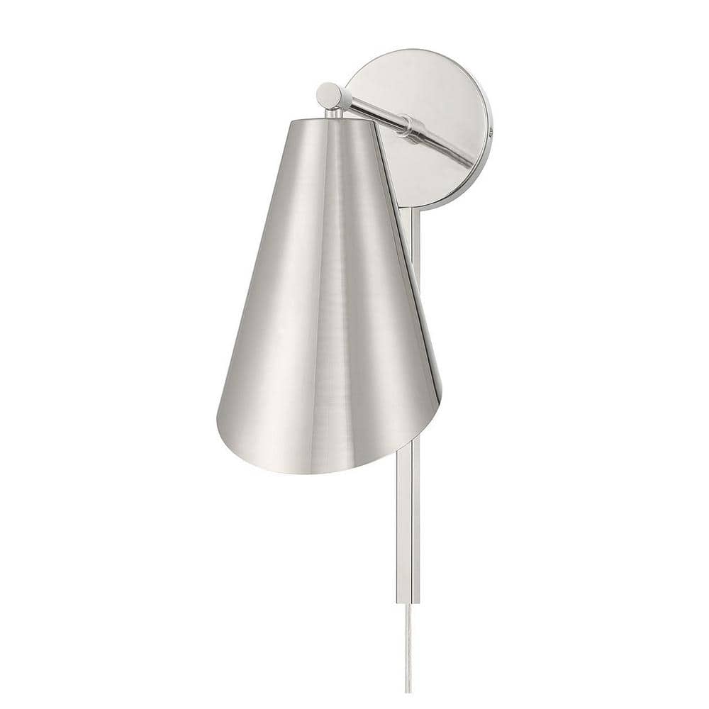 Polished Nickel Metal Shade Dimmable Wall Sconce