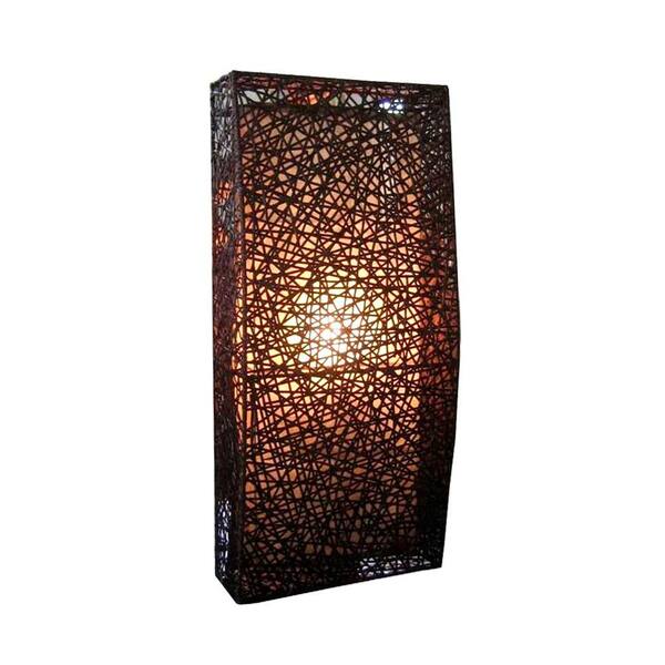 Jeffan Dewi 1-Light Dark Espresso Wall Lamp with Natural Wicker Weave